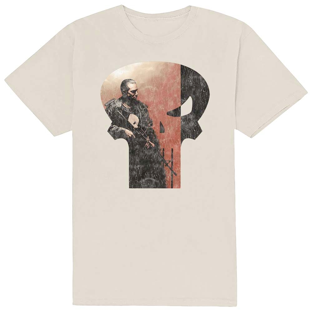 Marvel The Punisher - Skull Outline Character Tshirt Homme - Crème